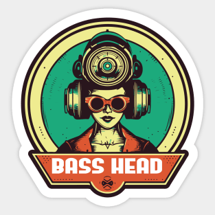 Bass Head Cyberpunk Retro Vintage Logo Sticker